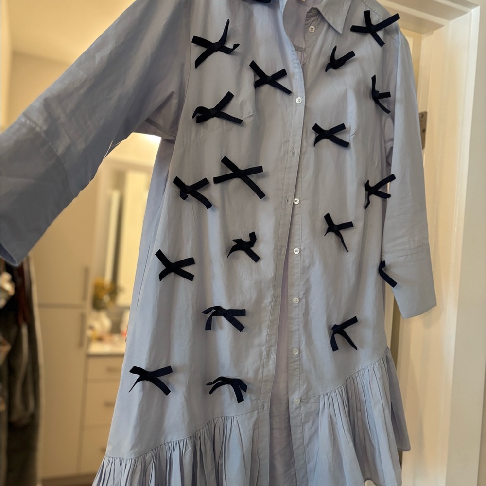 Maeve Long-Sleeve 3D Bows Asymmetrical Mini Dress(Anthropologie)